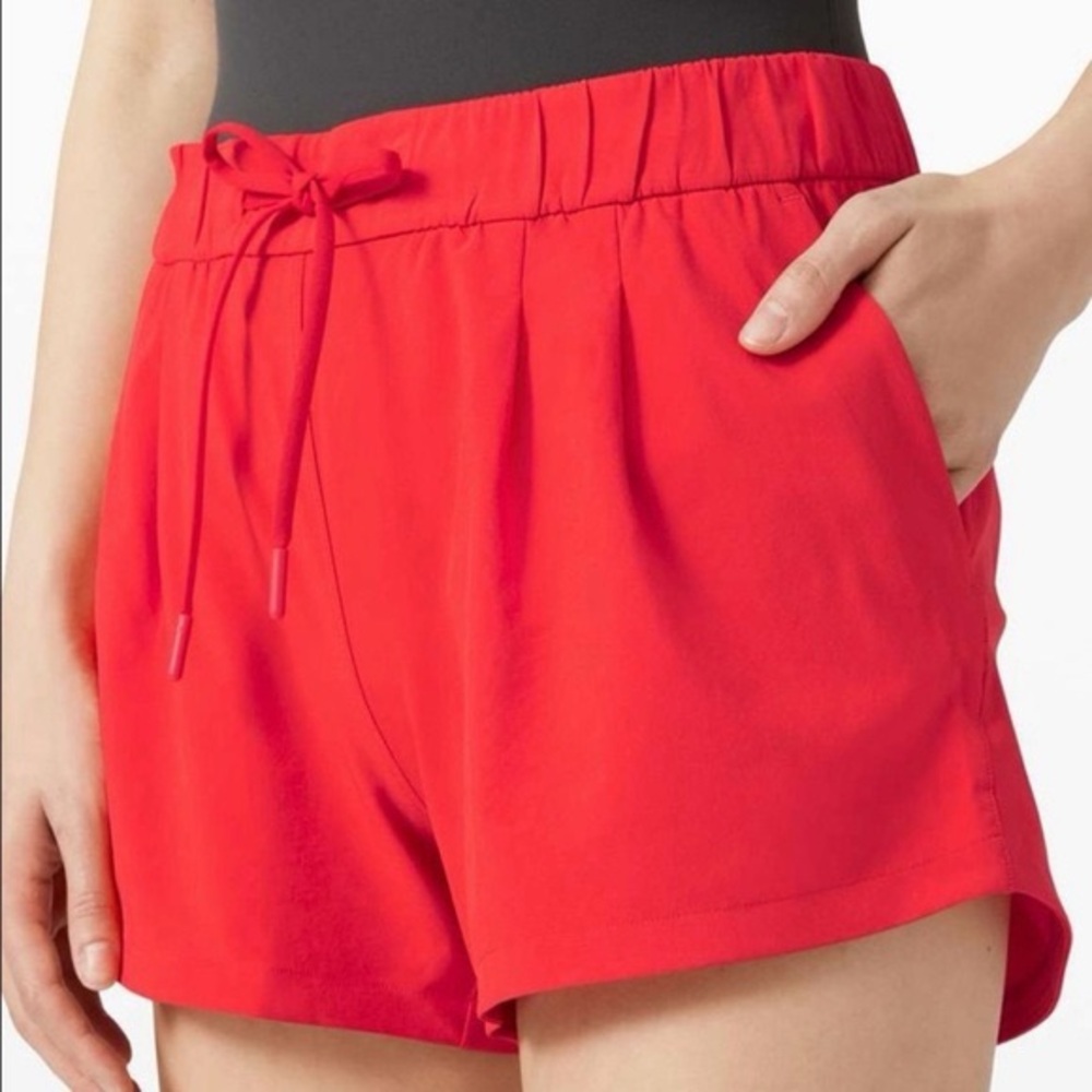 lululemon athletica Red Athletic Shorts with Drawstring